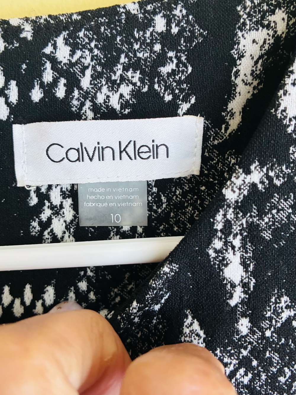 Calvin Klein Black & White Textured Pattern  Dress
